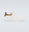 Alexander Mcqueen White Oversize Sneakers With Snake Print On The Heel In Leather Man