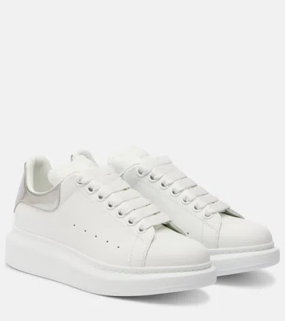 Alexander Mcqueen Oversized Leather Sneakers In White/mirror