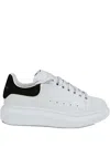 Alexander Mcqueen White Leather Sneakers With Black Suede Heel In Neutral