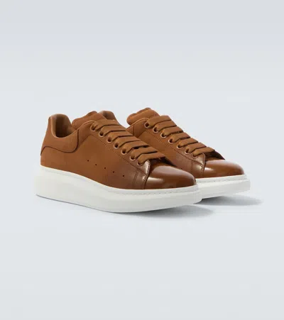 Alexander Mcqueen Oversized Leather Sneakers In Brown