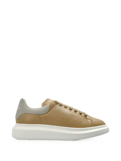 Alexander Mcqueen Oversized Leather Sneakers Thick Sole In Brown