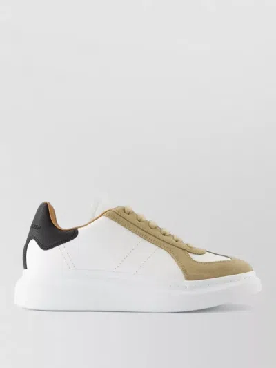 Alexander Mcqueen Oversized Leather Sneakers Lace Up Sole In White