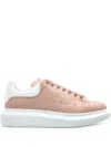 Alexander Mcqueen Pink Leather Sneakers With Light White Leather Heel In Pink