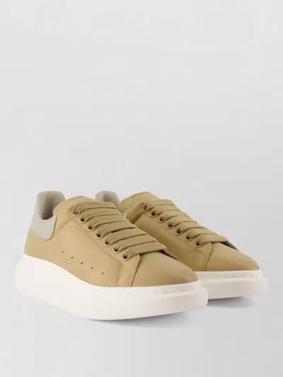 Alexander Mcqueen Oversized Leather Sneakers Thick Sole In Brown
