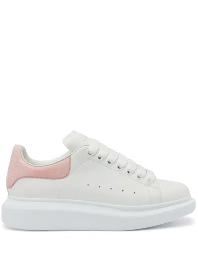 Alexander Mcqueen Oversized Leather Sneakers With Chunky Sole And Logo Detail In White