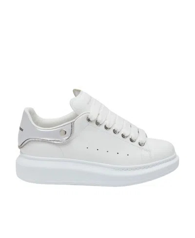 Alexander Mcqueen Oversized Leather Sneakers In White/silver