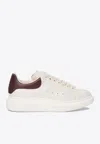 Alexander Mcqueen White Leather Sneakers With Burgundy Leather Heel In White