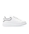 Alexander Mcqueen Contrast Piping Collar Oversized Leather Sneakers In White