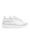 Alexander Mcqueen White Oversized Sneakers With Silver Piping In White