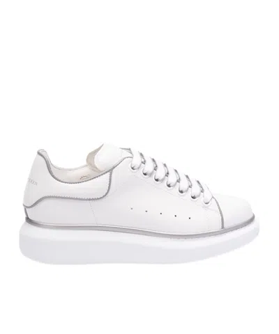 Alexander Mcqueen White Oversized Sneakers With Silver Piping