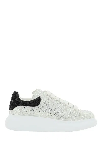 Alexander Mcqueen Oversized Leather Sneakers With Crystal Detailing For Women In Multicolor