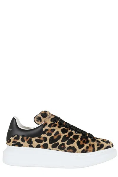 Alexander Mcqueen Oversized Leopard Printed Sneakers In Brown