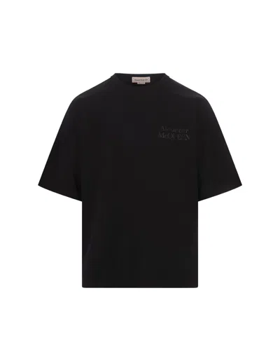 Alexander Mcqueen Oversized Logo T-shirt In Black