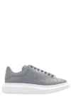 Alexander Mcqueen Leather Platform Sneakers Added Height In Grey