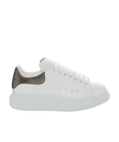 Alexander Mcqueen Oversized Metallic Leather Sneakers In White
