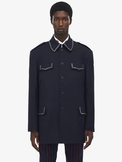 Alexander Mcqueen Oversized Military Jacket In Black