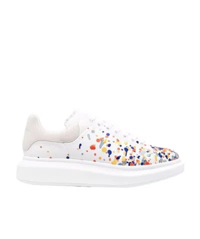 Alexander Mcqueen Oversized Paint-embroidery Sneakers In White