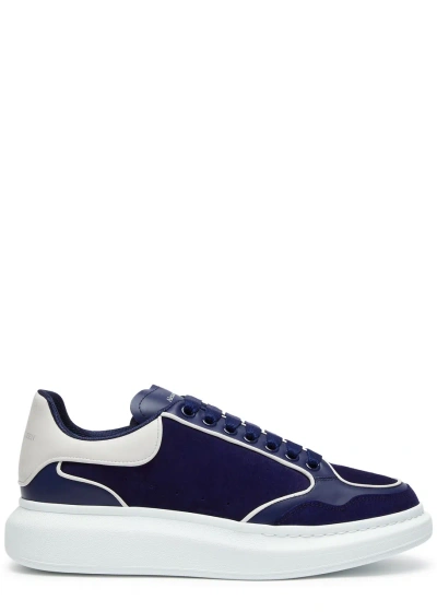 Alexander Mcqueen Oversized Panelled Leather Sneakers In Blue