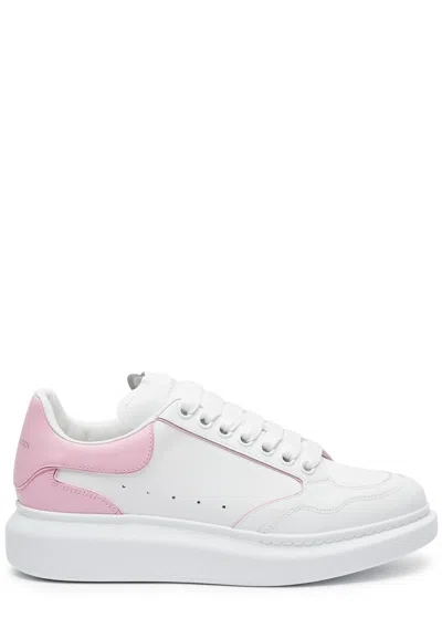 Alexander Mcqueen Oversized Panelled Leather Sneakers In White And Pink