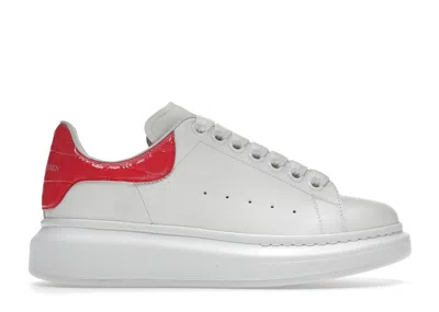 Pre-owned Alexander Mcqueen Oversized Patent Pink Embossed Croco (women's) Sneakers In White/rose
