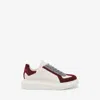 Alexander Mcqueen Oversized Retro Leather And Suede Sneakers In Off White/burgundy/grey