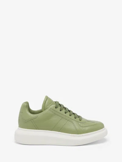 Alexander Mcqueen Leather Oversized Retro Sneakers In Olive