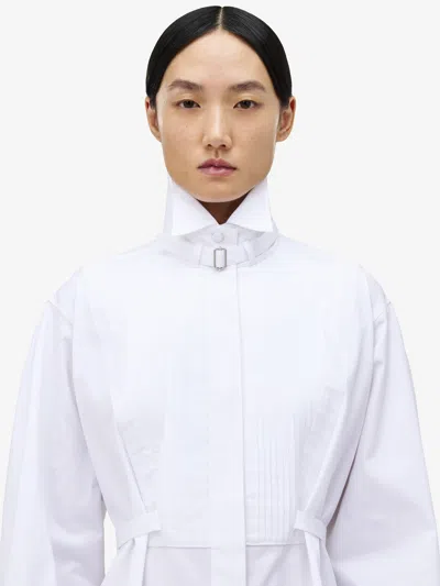 Alexander Mcqueen Oversized Shirt Dress In Optical White