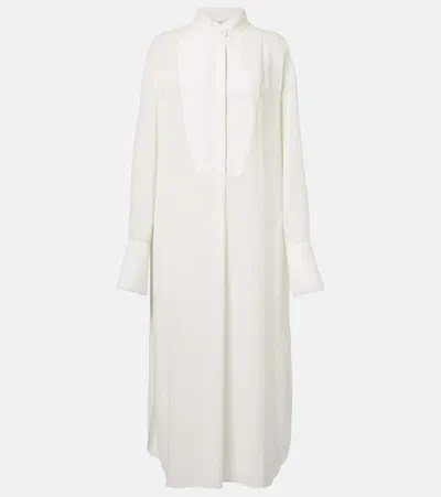 Alexander Mcqueen Oversized Silk Shirt Dress In White