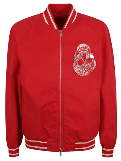 Alexander Mcqueen Oversized Skull Bomber In Fire Red