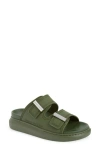 Alexander Mcqueen Oversized Slide Sandal In Khaki/silver