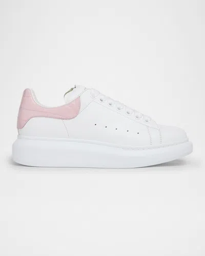 Alexander Mcqueen Oversized Snakeskin-embossed Leather Sneakers In White