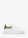 Alexander Mcqueen White Oversize Sneakers With Snake Print On The Heel In Leather Man