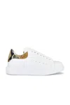 Alexander Mcqueen White Oversize Sneakers With Snake Print On The Heel In Leather Man