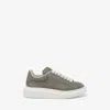 Alexander Mcqueen Oversized Suede Sneakers With Engraved Logo On The Front In Grey