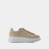 Alexander Mcqueen Suede And Leather Exaggerated-sole Sneakers In Tan