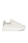 Alexander Mcqueen Ivory Leather Sneakers With Grey Leather Heel In White