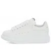 Alexander Mcqueen Men White Low Top Sneakers With Logo Lettering On Tongue And Heel In Leather Man In White