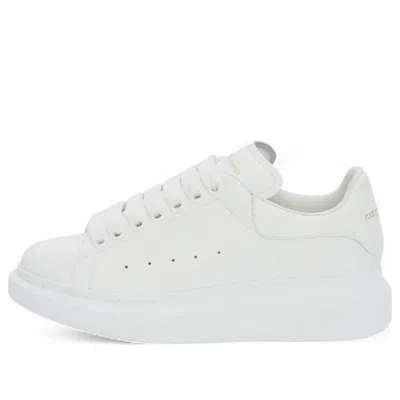 Alexander Mcqueen Men White Low Top Sneakers With Logo Lettering On Tongue And Heel In Leather Man