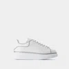 Alexander Mcqueen White Oversized Sneakers With Silver Piping In White
