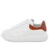Alexander Mcqueen Minimalist Leather Sneakers With Contrasting Heel Tab In White