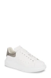 Alexander Mcqueen White Oversize Sneakers With Snake Print On The Heel In Leather Woman In White/black Pearl