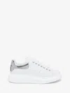 Alexander Mcqueen White Oversize Sneakers With Snake Print On The Heel In Leather Woman In White/mirror