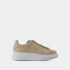 Alexander Mcqueen Suede And Leather Exaggerated-sole Sneakers In Beige