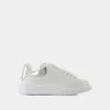 Alexander Mcqueen Chunky Sole Oversized Sneakers With Metallic Heel Tab In White