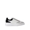 Alexander Mcqueen White Black Oversized Leather Sneakers In White