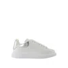 Alexander Mcqueen Chunky Sole Oversized Sneakers With Metallic Heel Tab In White
