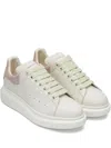 Alexander Mcqueen White Low Top Sneakers With Logo Patch On The Tongue And Contrasting Heel Detail In Leather Woman In Red