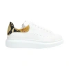 Alexander Mcqueen White Oversize Sneakers With Snake Print On The Heel In Leather Woman In White