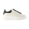 Alexander Mcqueen Ivory Leather Sneakers With Black Leather Heel In White