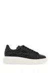 Alexander Mcqueen Oversized Grained Leather Sneakers In Black